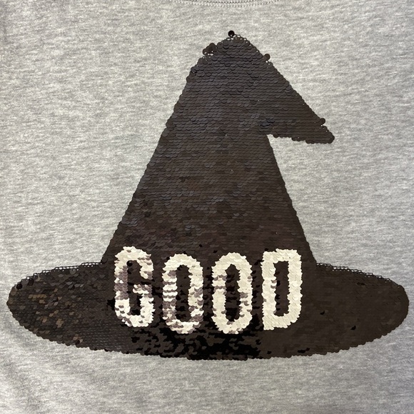 Zoe + Liv Womens Black & Grey Good Bad Flip Sequin Halloween Sweatshirt Size XXL - Picture 6 of 8